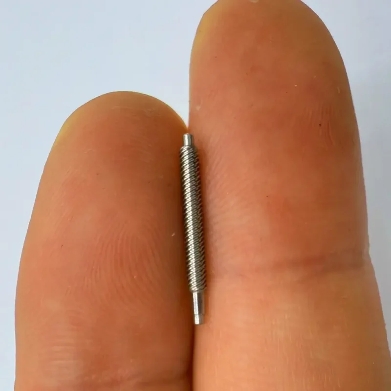 Micro - rod with threads made of stainless steel, precisely CNC machined, suitable for miniature mechanical adjustment systems.