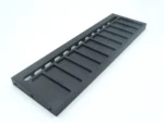 Angle view of black anodized aluminum industrial heatsink