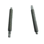 Two stainless steel precision worm gear shafts displayed together