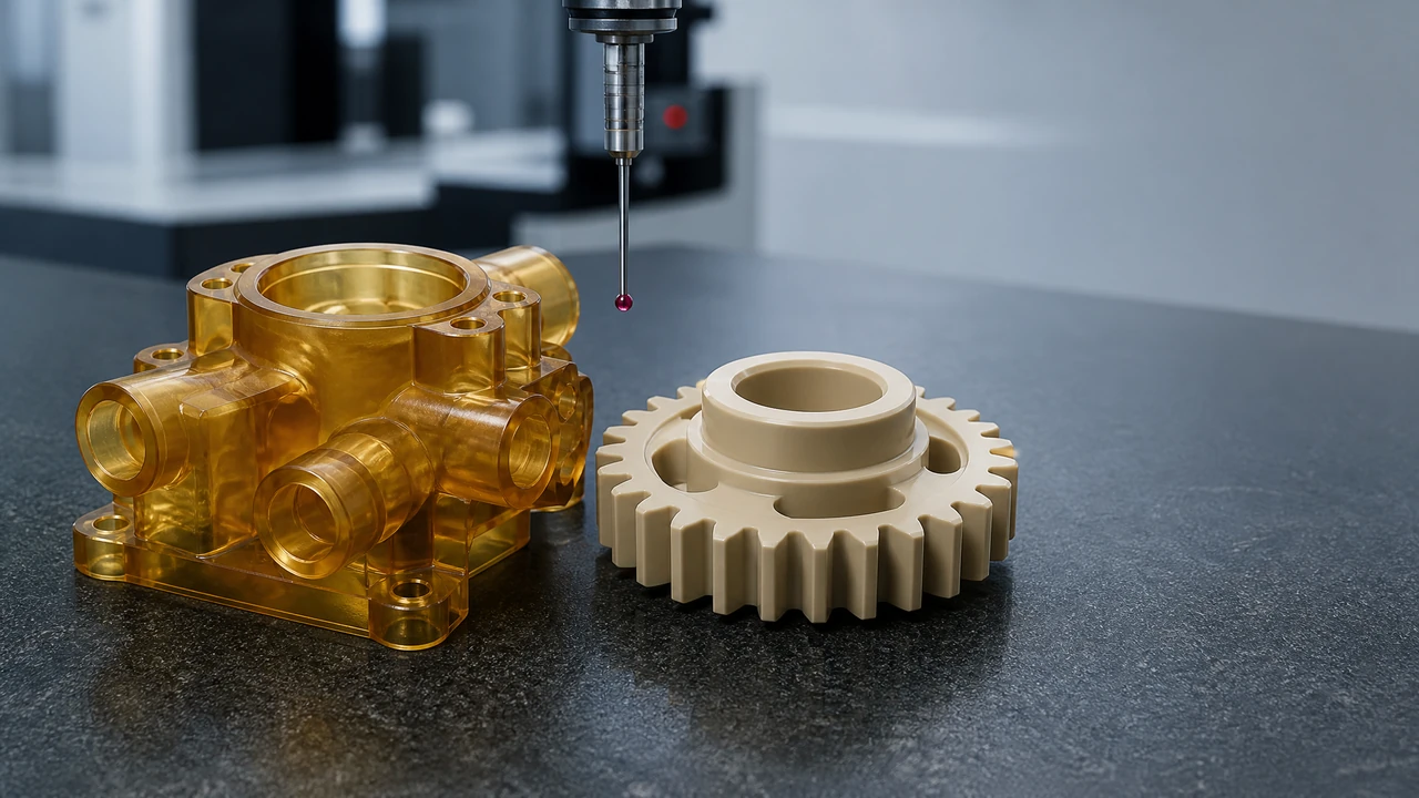 Precision CNC machined PEEK and Ultem parts in a high-accuracy inspection lab for medical applications